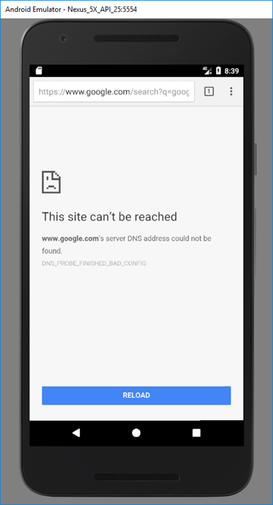 Dns probe finished bad config in Android