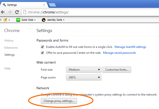 Change Chrome Settings
