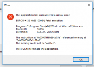 wow error 132